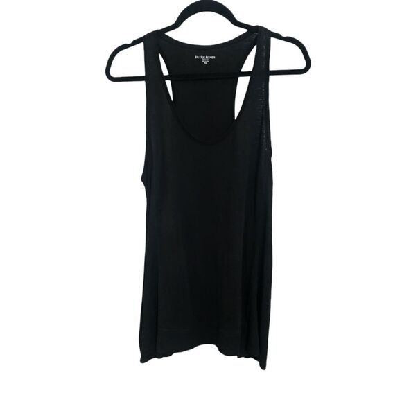 Eileen Fisher tank top black 100% linen tank Mp minimalist Capsule wardrobe - Picture 1 of 4
